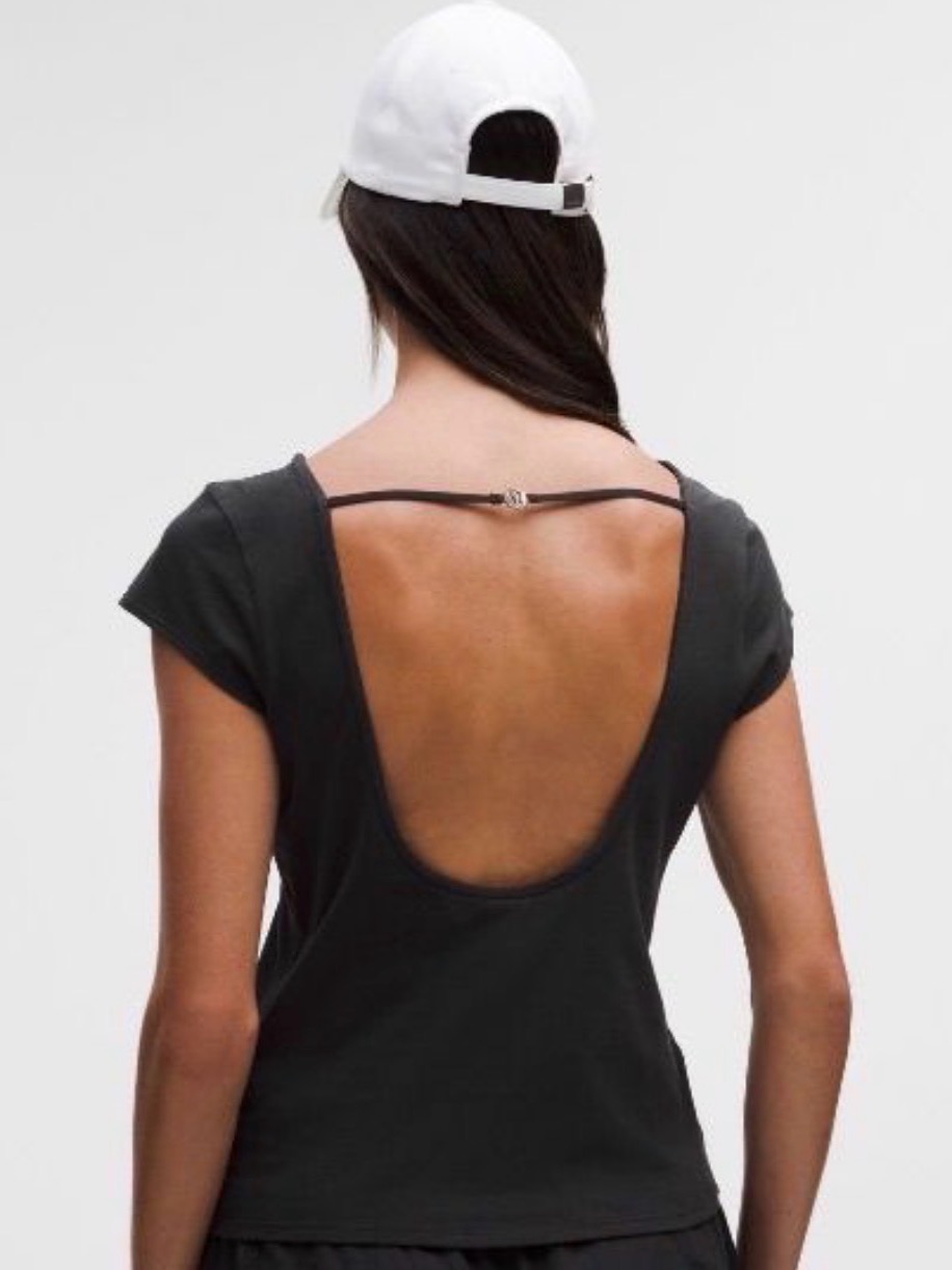 Lululemon Athletica Black Open-Back Short Sleeve